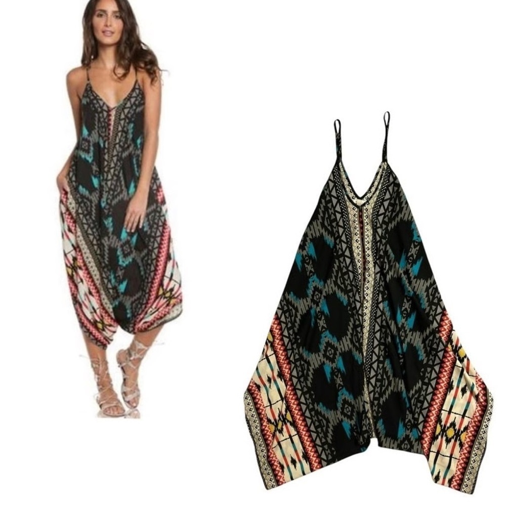 SOHO Tribal Print Handkerchief Hem Romper Size 3 Boho Festival - Picture 2 of 7